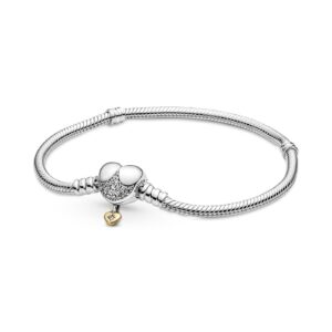 Pandora 569563C01-18 Moments Heart Snake Chain Bracelet