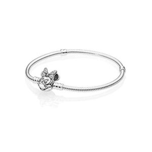 Pandora 597770CZ-20 Moments Pavé Minnie Mouse Clasp Snake Chain Bracelet