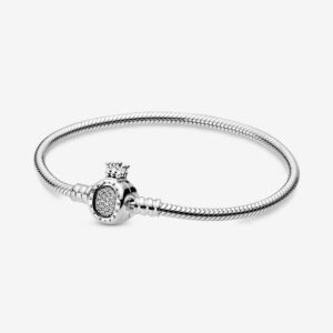Pandora 598286CZ-17 Moments Crown O Clasp Snake Chain Bracelet