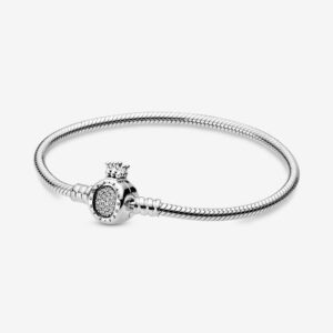 Pandora 598286CZ-18 Moments Crown O Clasp Snake Chain Bracelet