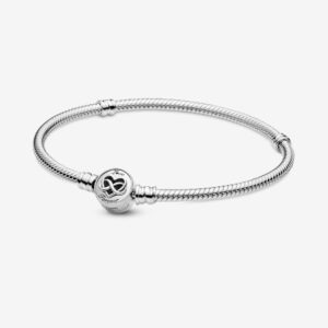 Pandora 599365C00-17 Moments Heart Infinity Clasp Snake Chain Bracelet