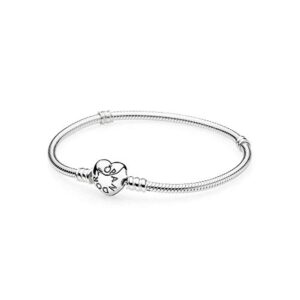 Pandora 590719 Sterling Silver Bracelet With Heart Clasp 17 cm