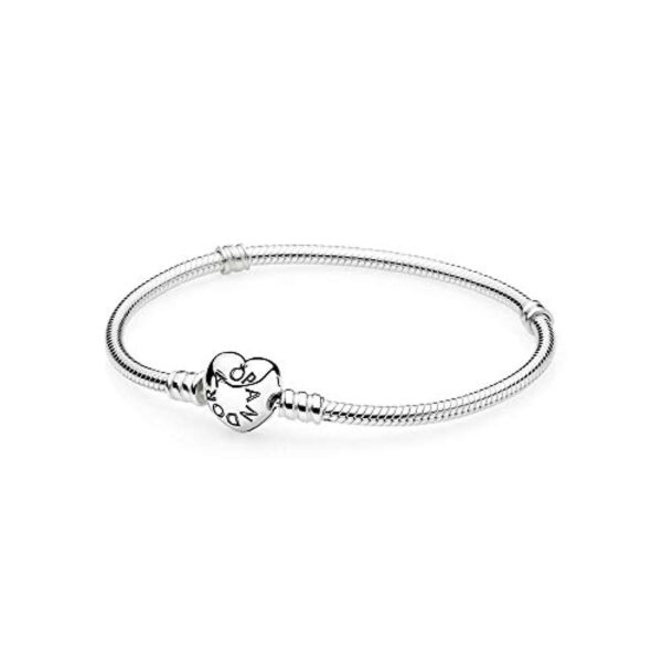 Pandora 590719 Sterling Silver Bracelet With Heart Clasp 17 cm