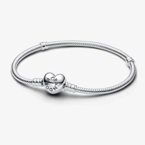Pandora 590719 Sterling Silver Bracelet With Heart Clasp 18 cm