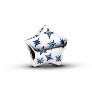 Pandora Star sterling silver charm with stellar blue and icy blue crystal